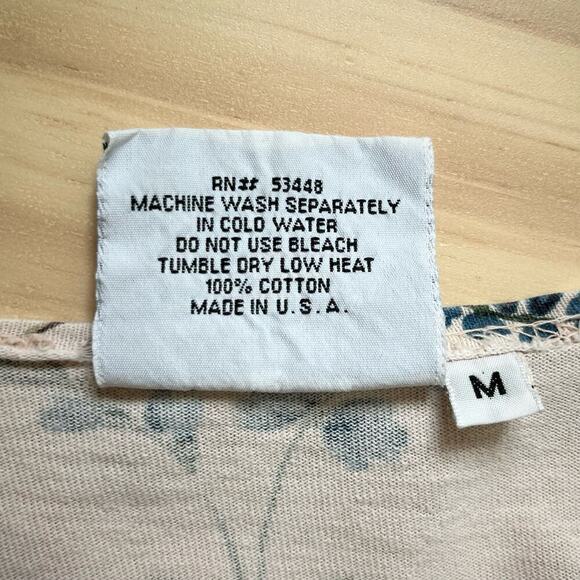 California Bay Company Vintage Floral Print Wildflower Cotton Tee Cream, Medium - Picture 10 of 11